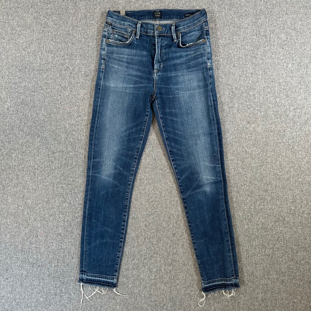 Citizens of Humanity Jeans Womens 26 Rocket Crop Blue High Rise Skinny Raw Hem